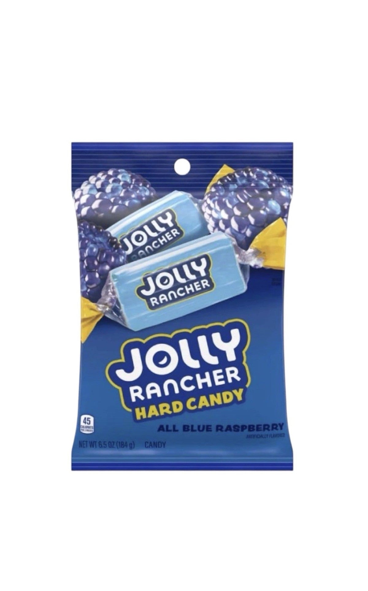 Bag of Jolly Ranchers Blue Raspberry hard candy, a bold and tangy American import sweet