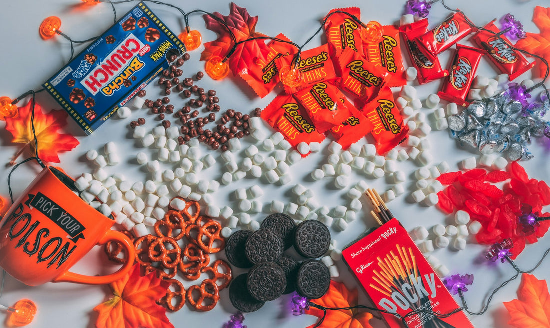 A colourful assortment of authentic American snacks, candy and chocolate bars imported from the USA