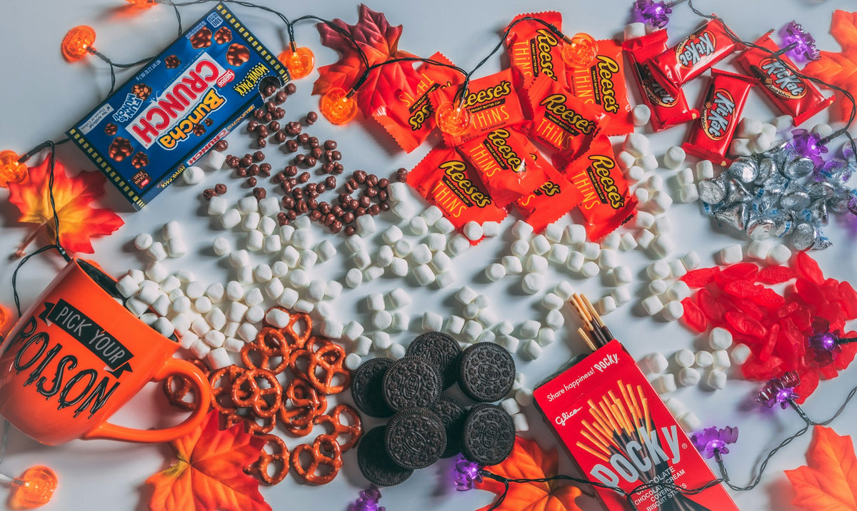 A colourful assortment of authentic American snacks, candy and chocolate bars imported from the USA